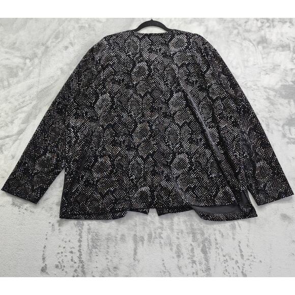 Vintage Robbie Bee Woman Jacket 24W Black Velvet Snakeskin Button Up Stretch - Picture 2 of 7